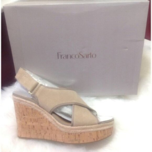 Franco Sarto Womens Tan Open Toe Cork Wedge Platform Sandals Sz 9.5 New - Picture 5 of 6